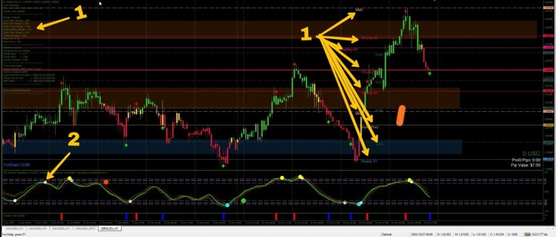 The chart with the indicators.