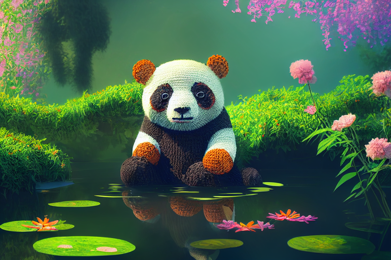 Banzai_knitted_panda_in_a_pond_plants_colorful_vines_colorful_b_8bde2d50-5d21-4681-bc5f-8c6423485d76.png