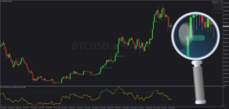 RSI with auto drawn Support + Resistance Lines on chart MT4 (March 2025).png
